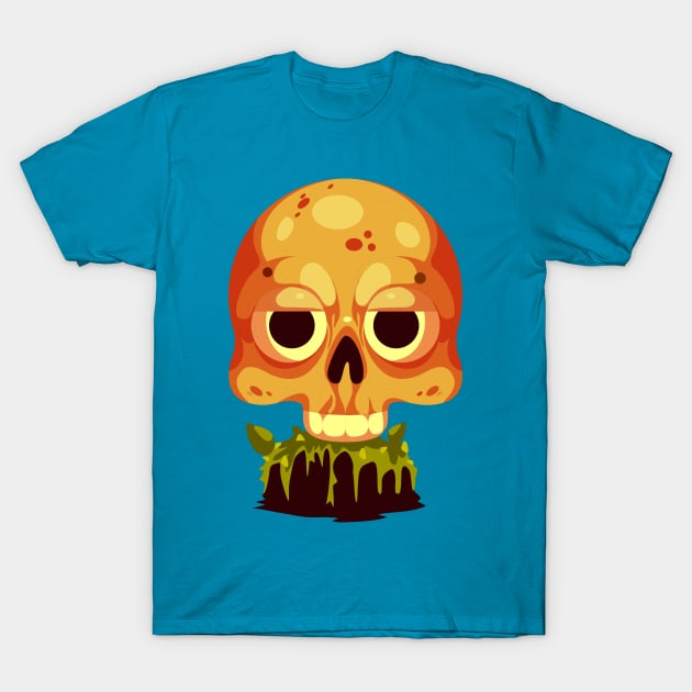 Skull Creepy Cartoon Illustration T-Shirt by Mako Design 